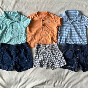 Kids Polo and Shorts Set - Blue, Orange, and Gray